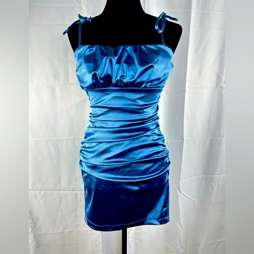 Sold-Emerald Sundae Juniors Emma Womens Satin Ruched Sheath Dress Size 5